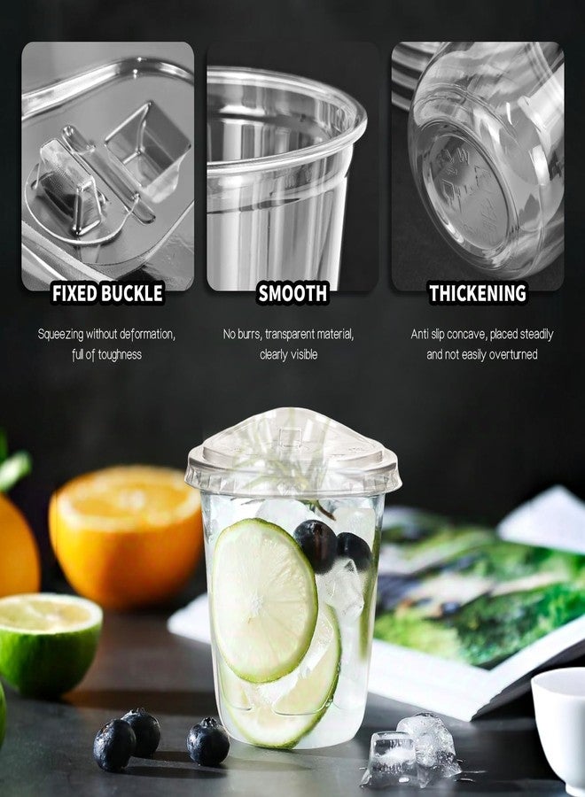 Xlong 50 Sets Clear Plastic Cups with Strawless Sip Lids 12 Oz Disposable Round Bottom Iced Coffee Cups with Lids and Inspiring Stickers for Cold Drinks,Juice, Bubble Boba Tea,Smoothie, To Go Cup - Image 4